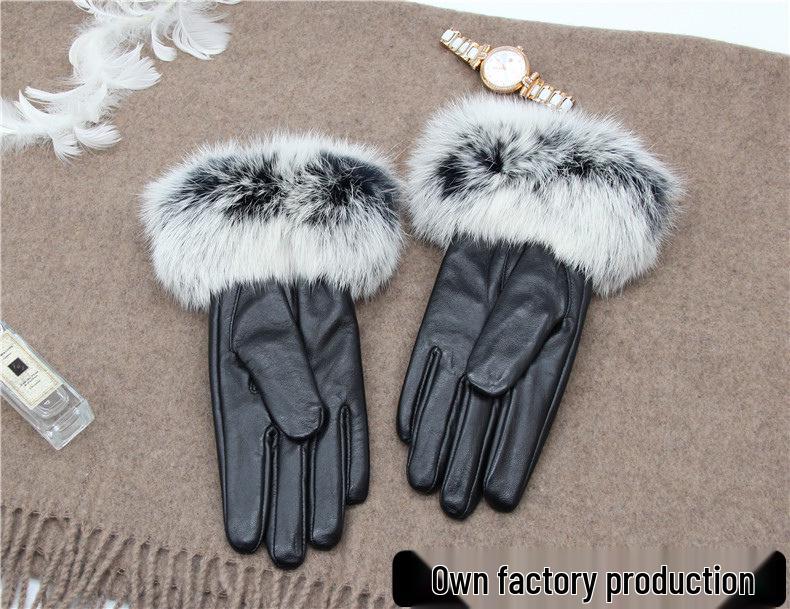 Women’s Winter Touchscreen Sheepskin Gloves - Warm, Windproof, Fur-Lined for Driving, Skiing, Riding