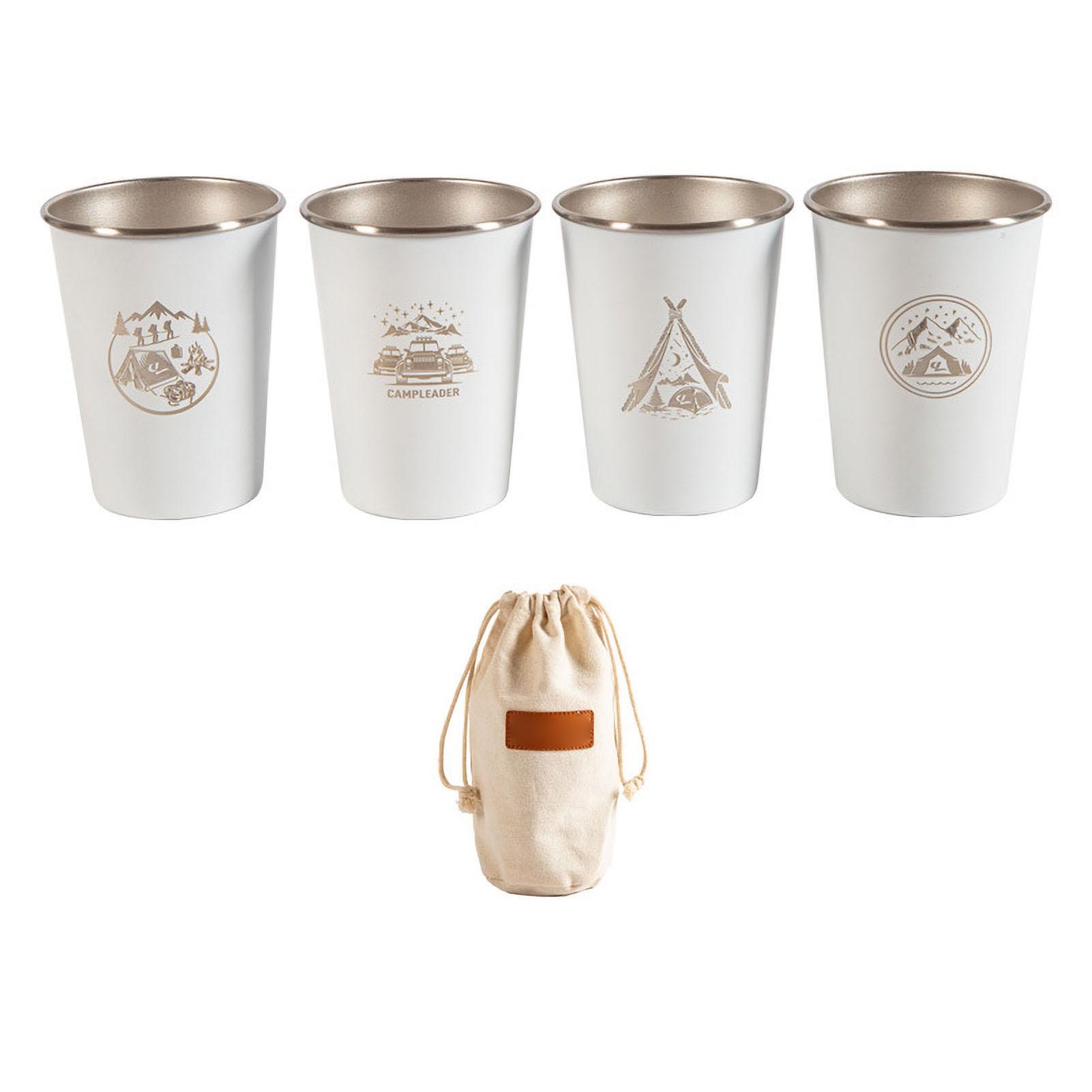

Stainless Steel Camping Cup Set of 4 Outdoor Camping Mug for Picnic BBQ Beer Coffee Wine Navy Blue белый