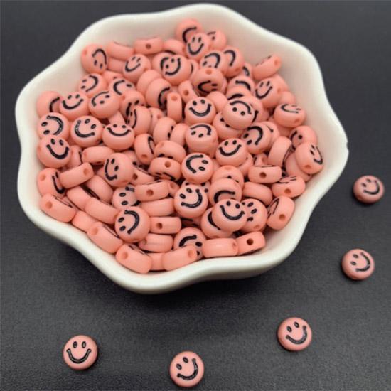 50 st 7 mm färgglad akryl DIY Crafted Bead Creative Söt leende ansikte Lösa pärlor Armbandstillverkning