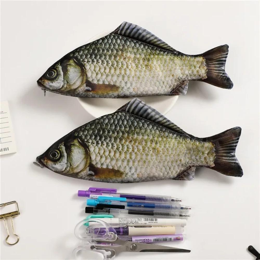 Creative Funny Crucian Carp Shape Pencil Bag Douyin Same Personality Funny Change Korean Version Simulation Crucian Carp Station