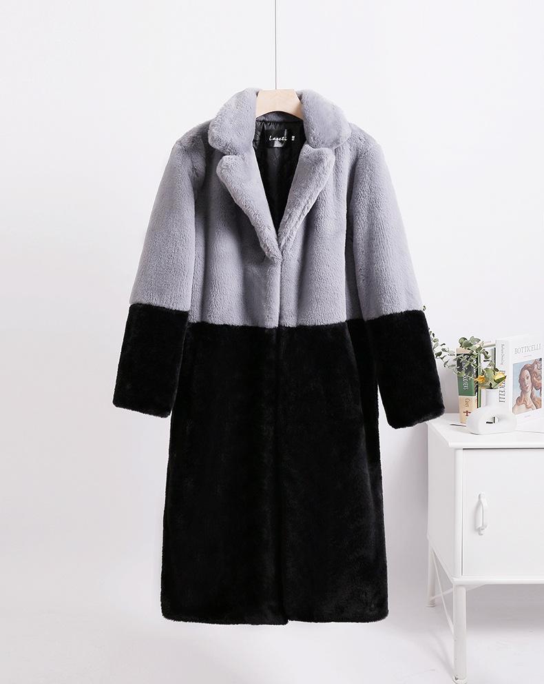 Fur jacket extended large size women's imitation rabbit fur coat to keep warm in winter