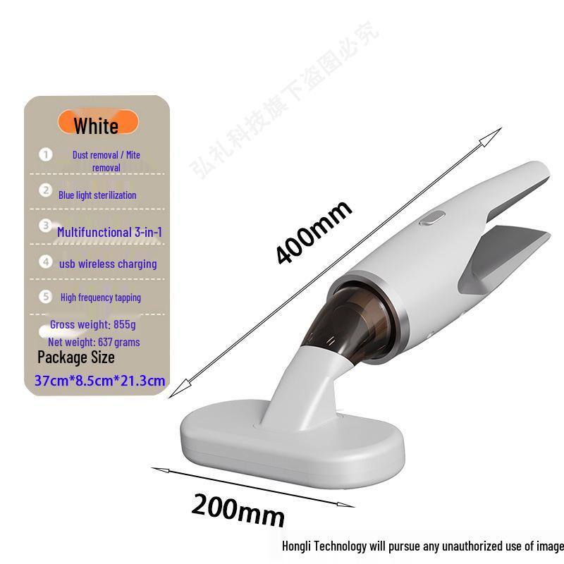 High-Power Wireless Vacuum Cleaner with Strong Suction and Multi-functional Mite Removal for Cars and Homes Vacuum and Mite Remover белый