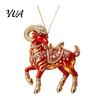 Durable Hanging Collection Acrylic Goat Christmas Tree Pendant, Decorative Ornament with Xmas Pendant Rhinestone, Golden Cord for New Year Party