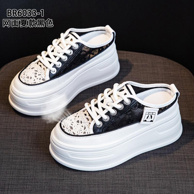 Thick-soled half-slippers, wear summer new muffin, small lazy dragging casual sandals 34 чёрный