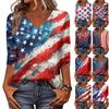 Women's Tops Three-quarter Sleeve Shirt V-neck Loose Casual Shirt Print T-shirt