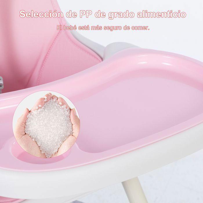 K IKIDO - Chaise Haute Bébé,chargé 15kg-Évolutive-De 6 Mois À 3 Ans,chaise Confortable Avec Harnais 5 Points, Rose