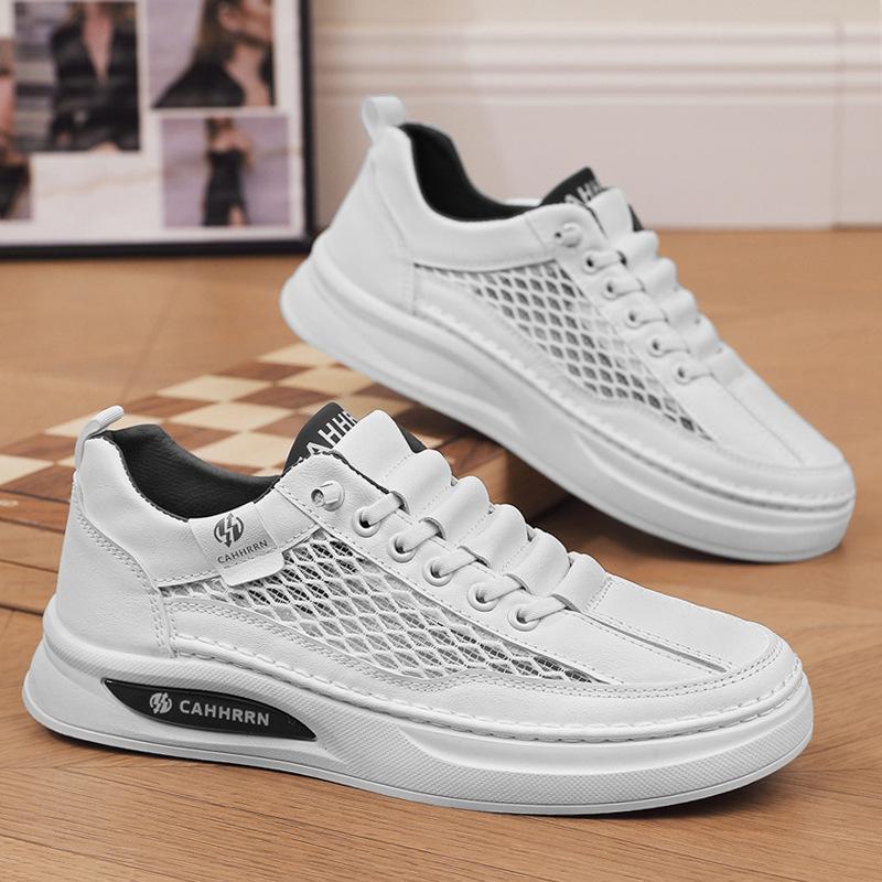 Men'S Four Can Wear Comfortable And Breathable Flat Heels, Light Mouth Color Matching, Casual Daily Lace-Up-Free Men'S Board Shoes
