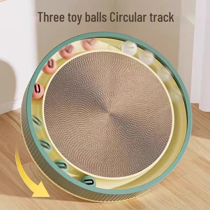 Crazy Owner Round Cat Scratcher with Bell