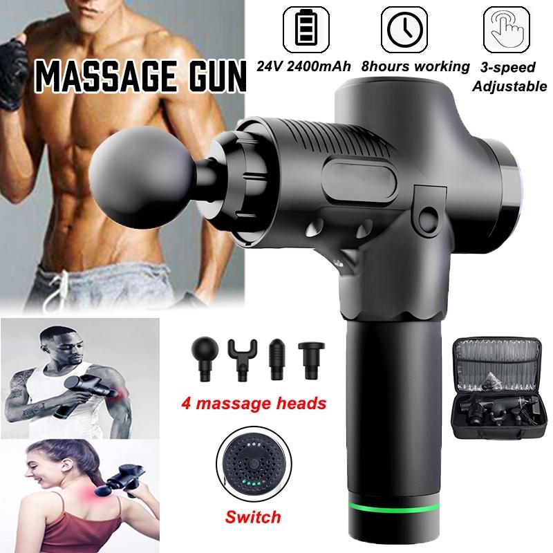 4 Heads High Frequency Vibrating Electronic Therapy Body Massage Guns Massage Guns Set Body Relaxing Guns Pain Relief 110-240V
