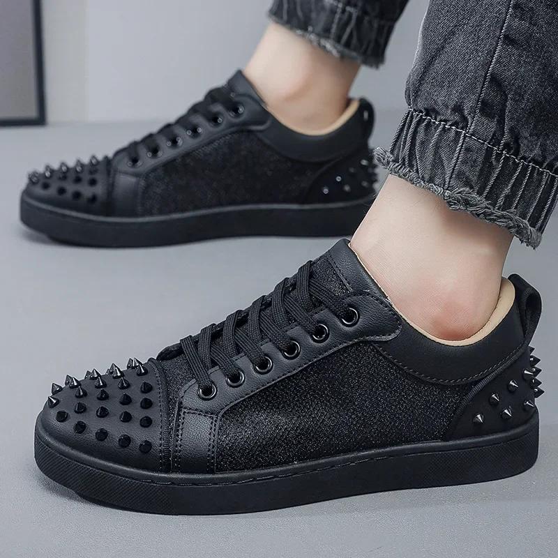 Rivet Men'S Casual Sneakers Walking Men Casual Shoes Fashion Brand Sport Male Man Sneakers Shoes Designer Platform Mens Shoes