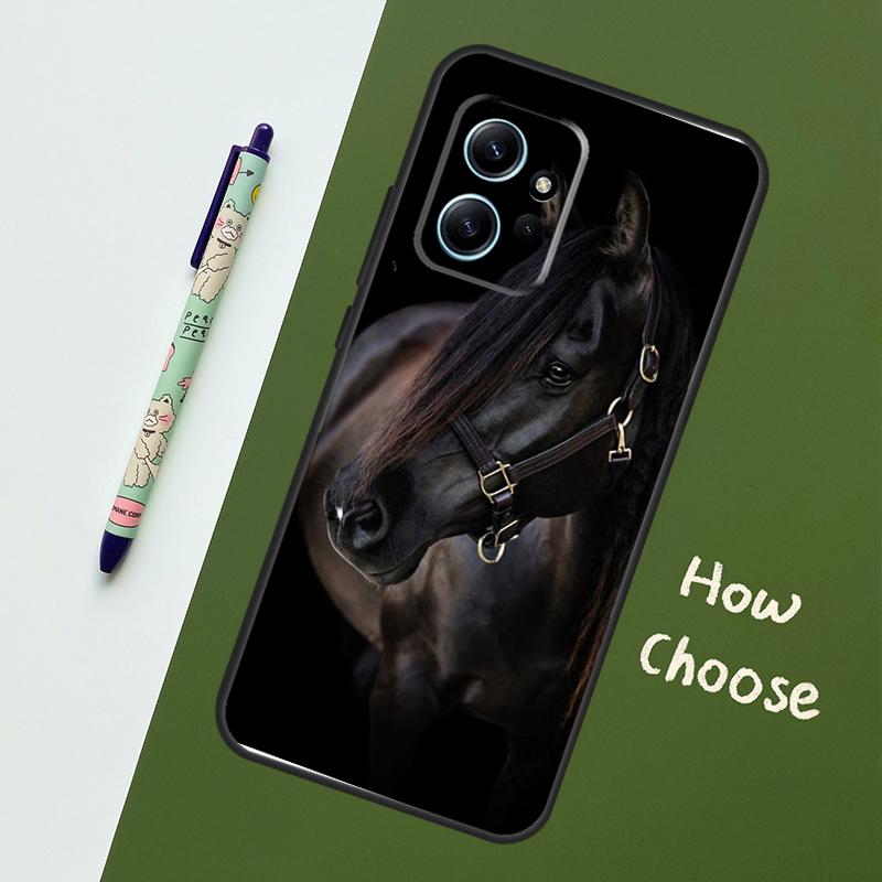Beautiful Black Horse For Xiaomi Redmi Note 12S 11S 10S 9S Note 12 8 9 10 11 Pro Phone Case For Redmi 12 9 C 10C