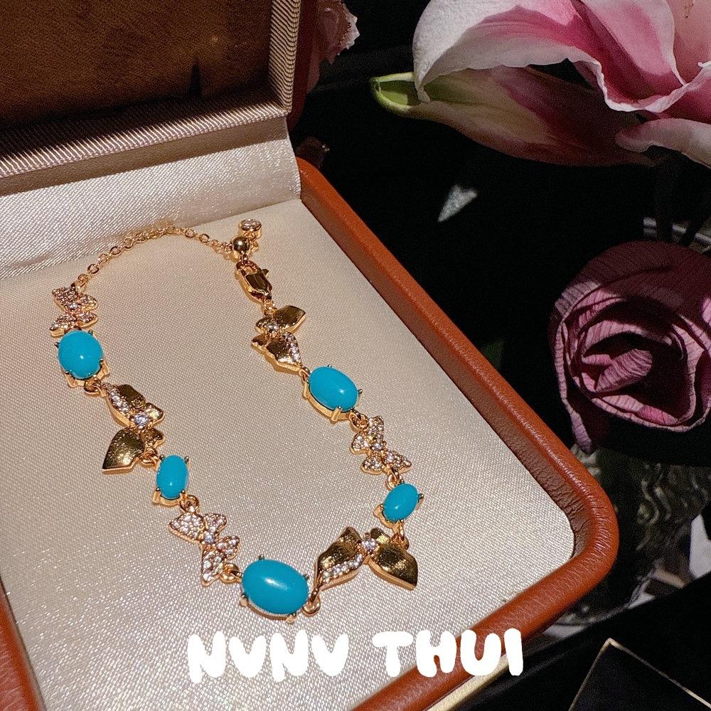 Jewelry, Point Diamond Beads, Gold Abacus, Smart Pendant, Necklace, Dinner Haute Couture Brushed Butterfly, Turquoise Bracelet.