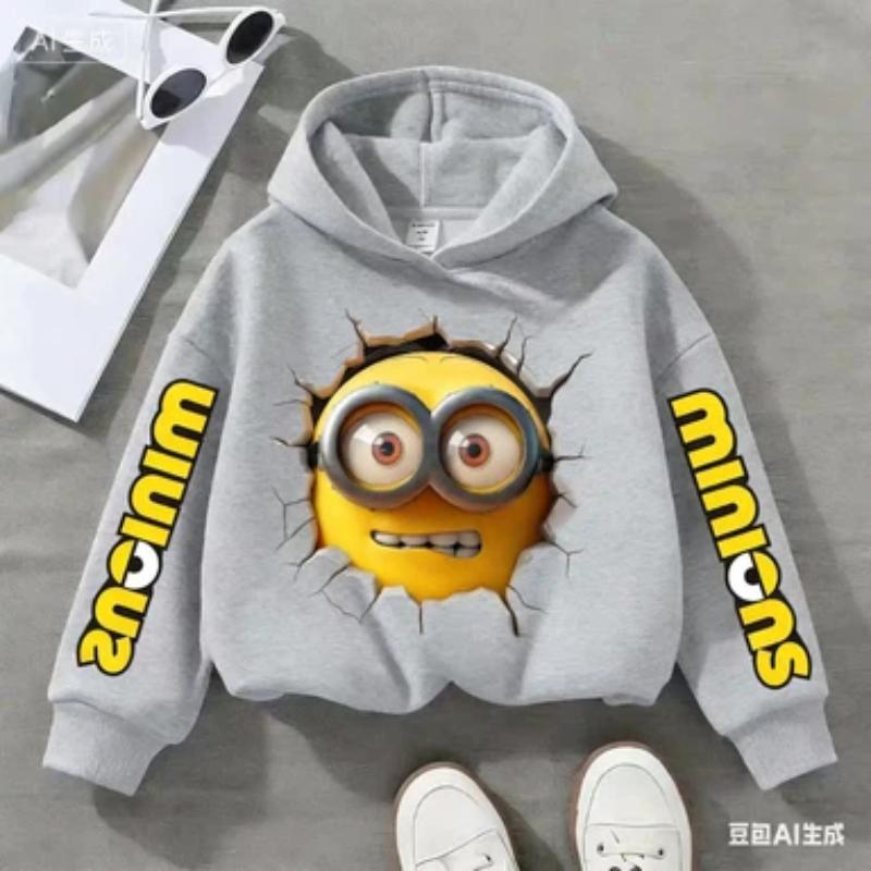 Children's Sweatshirt with Funny Minions Print for Autumn/winter, Suitable for Boys and Girls, Loose and Comfortable with a Hood