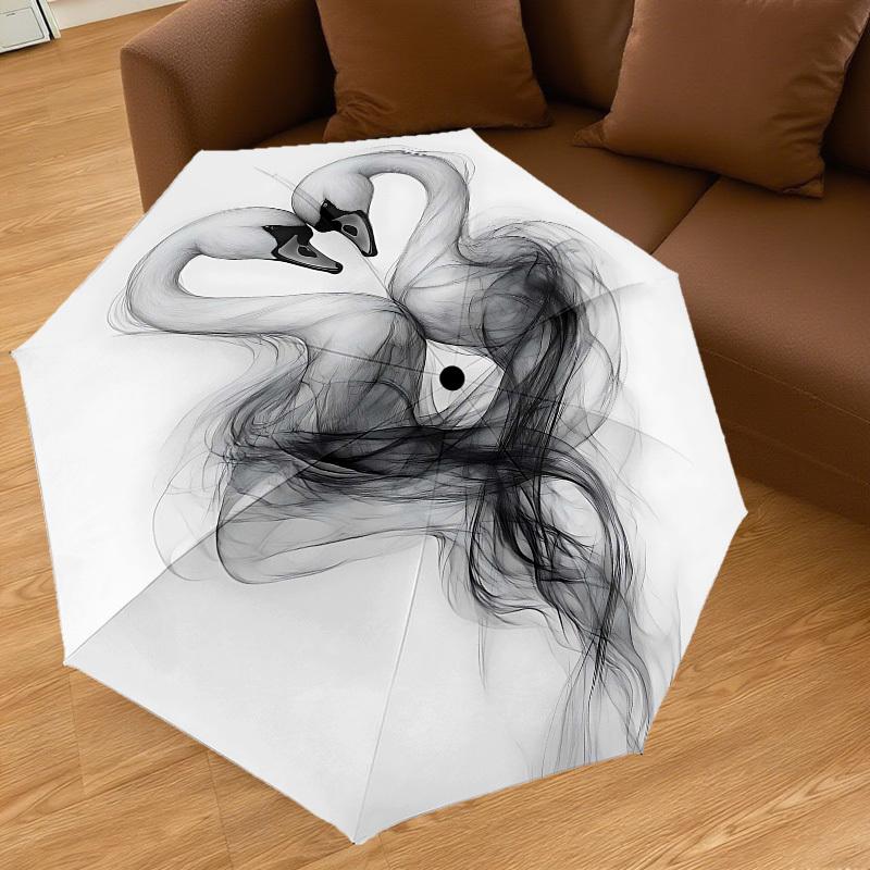 1pc swans love Automatic Open/Close Umbrella Compact Folding Umbrella with 8-Rib Shaft for Women/Men, Elegant Birthday1281S
