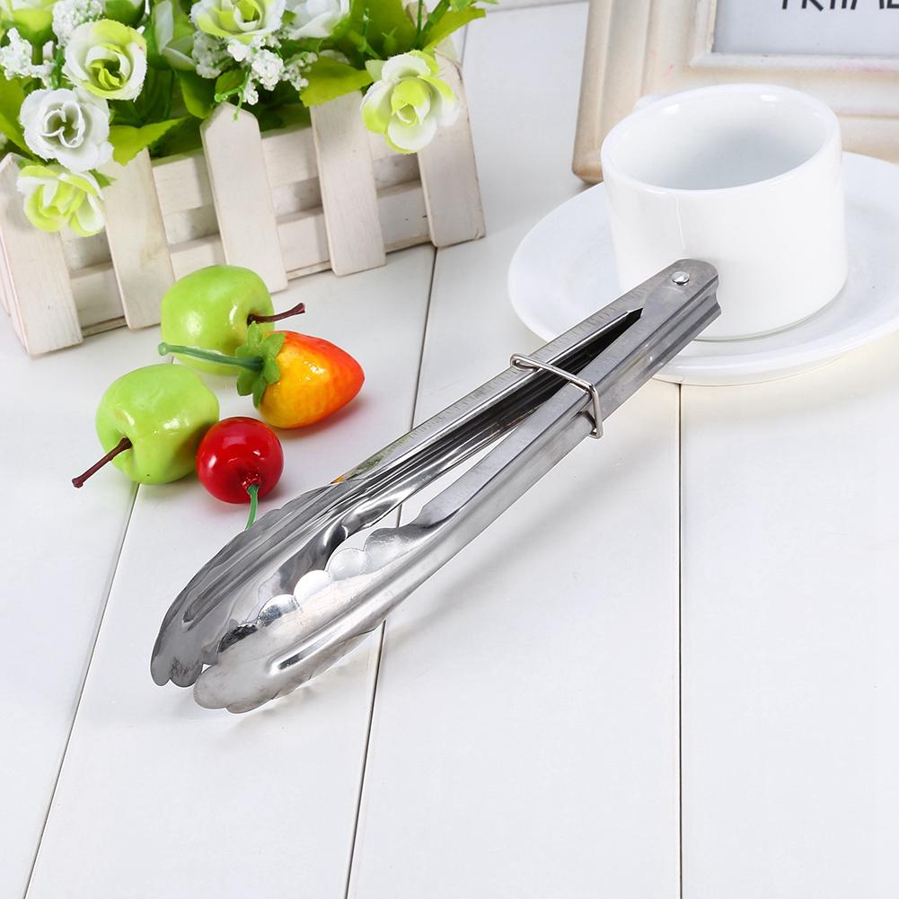 9" Stainless Steel BBQ Clip Buffet Food Tongs Bread Steak Kitchen Serving Clamp Tools