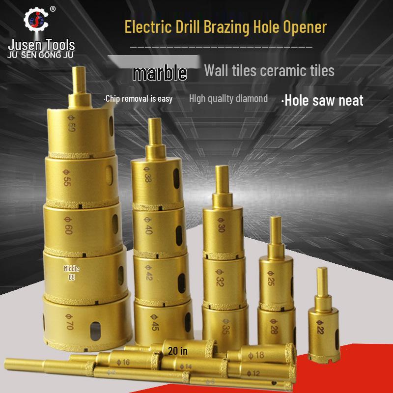 Jusen Brazed Diamond Hole Saw for Glass, Marble, Concrete, and Tile