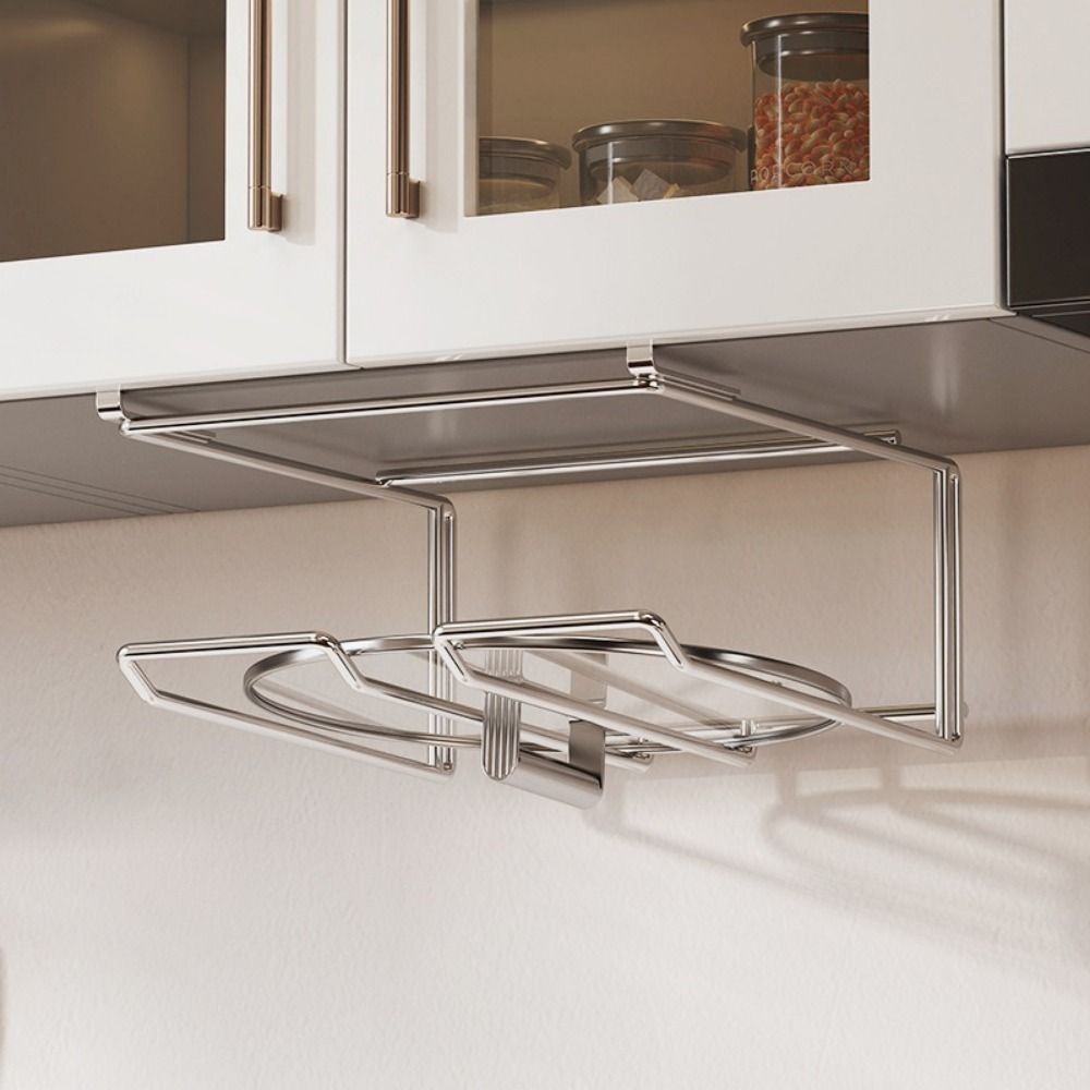 Wall Mounted Under Cabinet Storage Rack Stainless Steel Pot Lid Holder for Kitchen