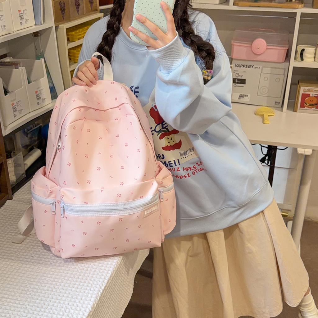 Schoolbag Girl Wind Small Floral Backpack Women's New High Value Versatile Cute Backpack Light Casual Student Bag