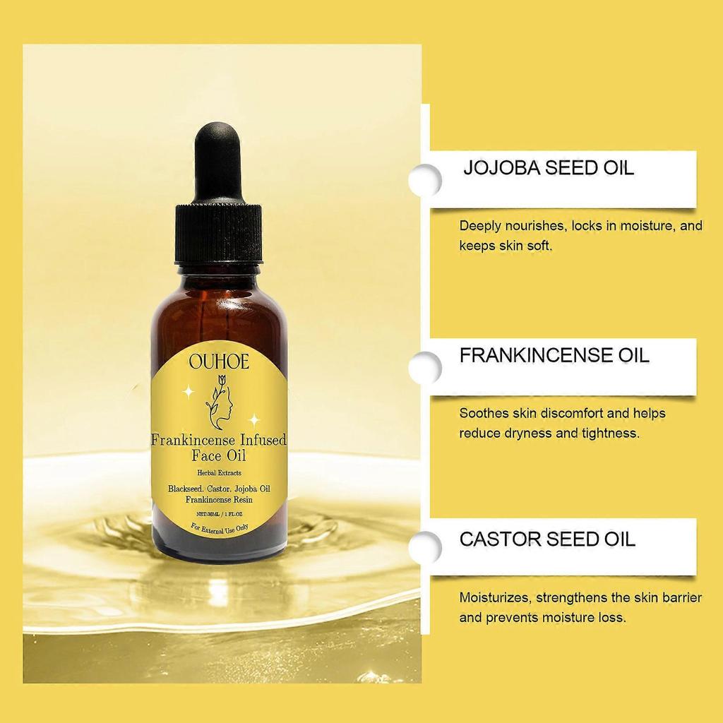 Frankincense Resin Infused Organic Black Seed, Castor & Jojoba Oils for Face Anti-Ageing Miracle Facial Moisturiser Natural Skincare Hydrates Skin Moi