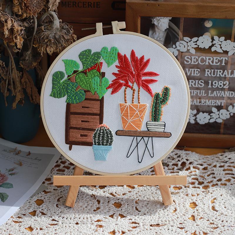 1 шт. Набор для рукоделия из ткани с вышивкой в европейском стиле с цветочным и растительным узором about 20cm