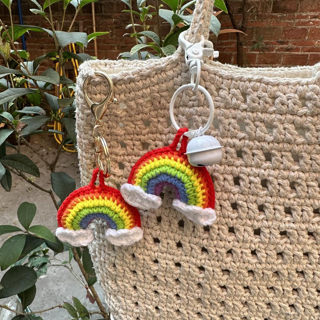 Handmade wool crocheted cartoon sunny day doll dog pig sheep chicken fox rabbit animal diy doll head key chain bag decoration