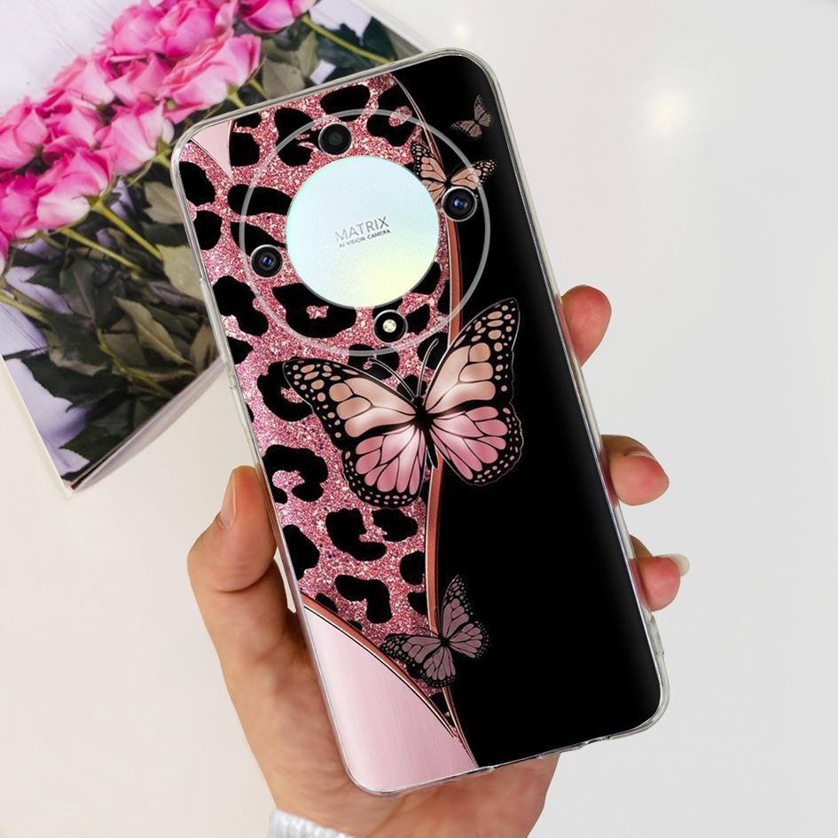 For Honor X9b 5G Case ALI-NX1 Popular Flower Soft Clear Silicon TPU Cover For Honor X9a RMO-NX1 HonorX9 ANY-NX1 Shockproof Funda