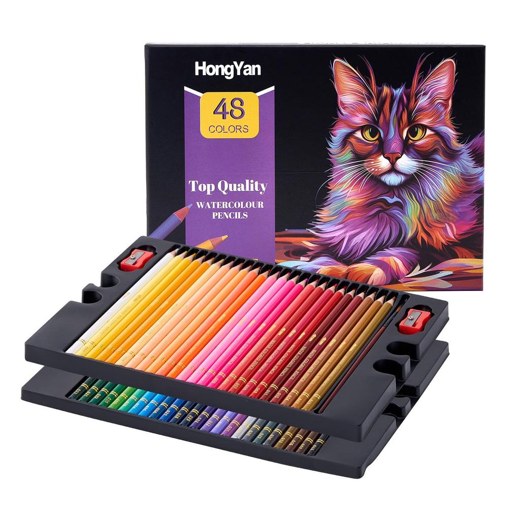 Water-Soluble Colored Pencil Set: 48-72 Colors for Professional Doodling and Hand-Painting