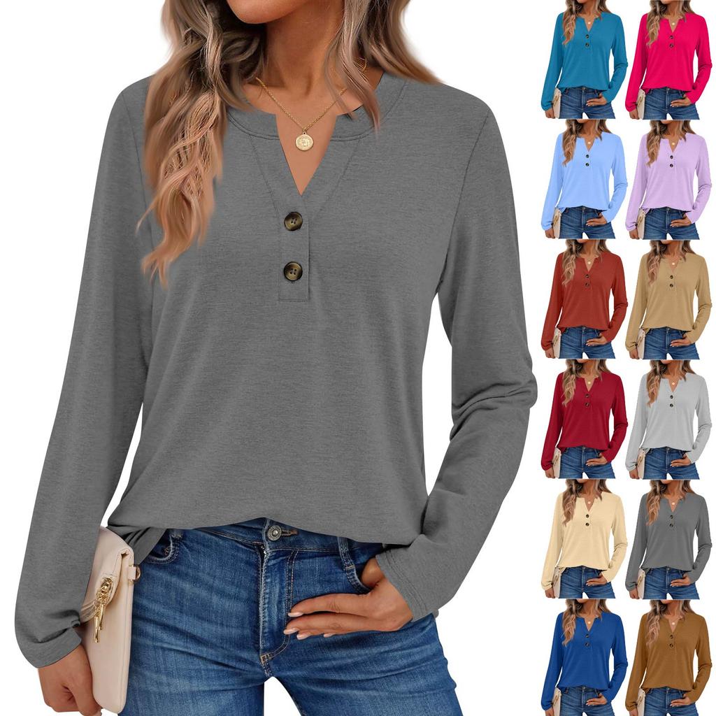 Camicie da donna a maniche lunghe a tinta unita Eleganti top casual Camicie alla moda Top