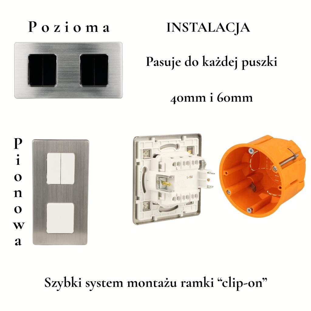 Włącznik światła poczwórny szary schodowy stal szczotkowana pvd brass