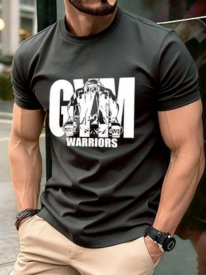 Gym Warriors Muscle Guys Printing Mens TShirt Cotton Summer Soft Tops Oversized ONeck Short Sleeve T Shirt Casual Male Clothes