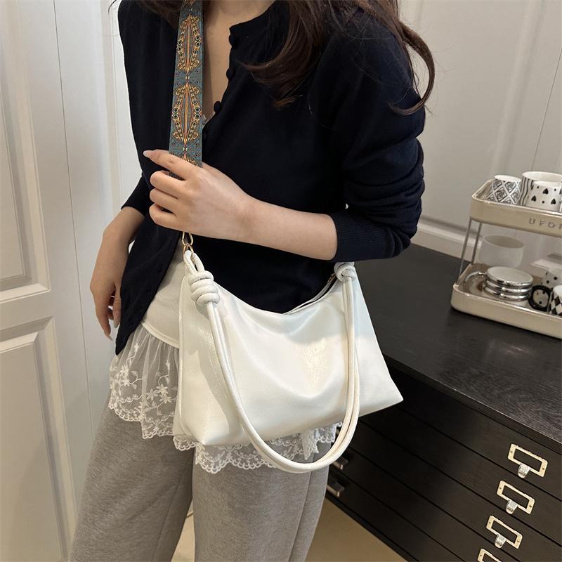 New Fashionable Women's Bag High-end Soft Leather Texture Single Shoulder Bag Women's Crossbody Bag Geometric Wide Shoulder