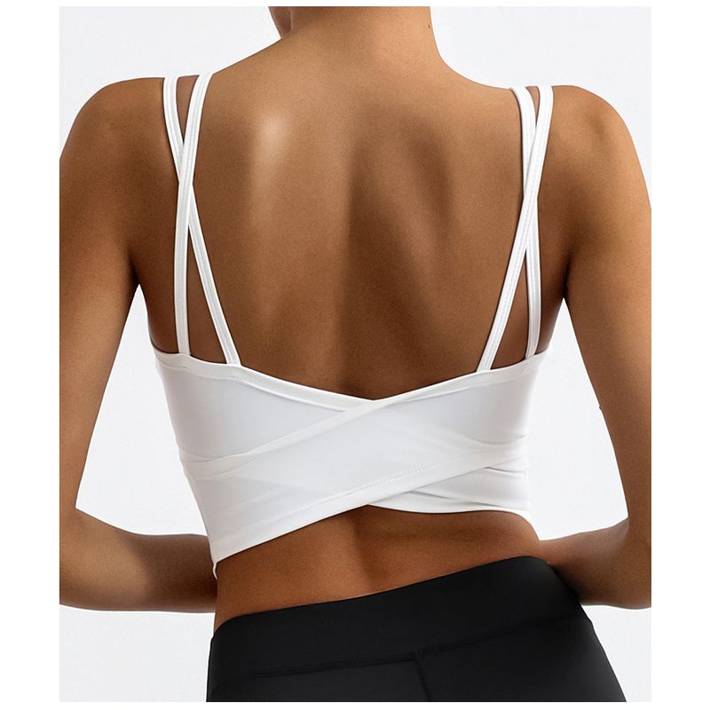 

With Chest Pad Export Yoga Hollow-out Beauty Back Nude Feel Comfortable Running Sports Gym Cycling Camisole Women s Top White Vest L