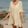 Women's Fashion Ruffled Beach Cover Shirt, Beach Sun Protection Shirt, Outer Cover Shirt