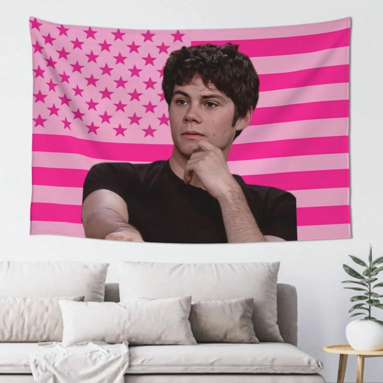 

Dylan OBrien Tapestry Flat Print Wall Hanging Indoor Outdoor Decor for Bedroom Dorm Porch Trendy Star Themed Banner for Room 74x94cm(29x37in)