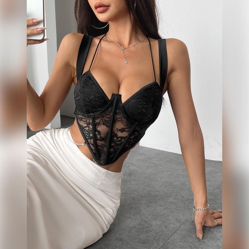 Fashion Style Bandeau Tube Top Camisole Women's Spring Fishbone Mesh Lace Design Pure Desire Sexy Bottoming Shirt Tops Tide