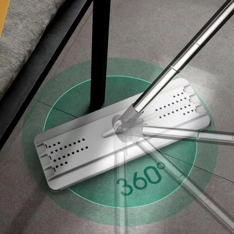 360° Rotating Mop Wet & Dry Cleaning Mop Flat Squeeze Mop with Bucket Strong Adsorption No Linting Super Stain Removing Mop
