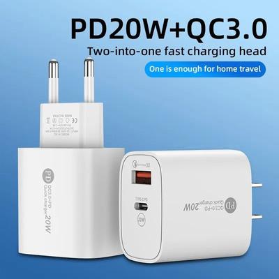 Caricabatterie rapido USB da 20 W PD Tipo C Caricabatterie rapido per telefono Adattatore spina UE/USA per iPhone Xiaomi Samsung Huawei Caricabatterie da muro USB C