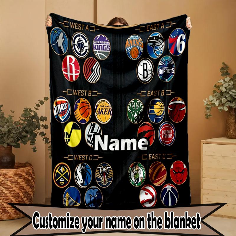 Custom Name Personalized basketball Print Blanket, Home Decor, Bedroom, Sofa, Camping, Couch, Gifts for Birthday Christmas