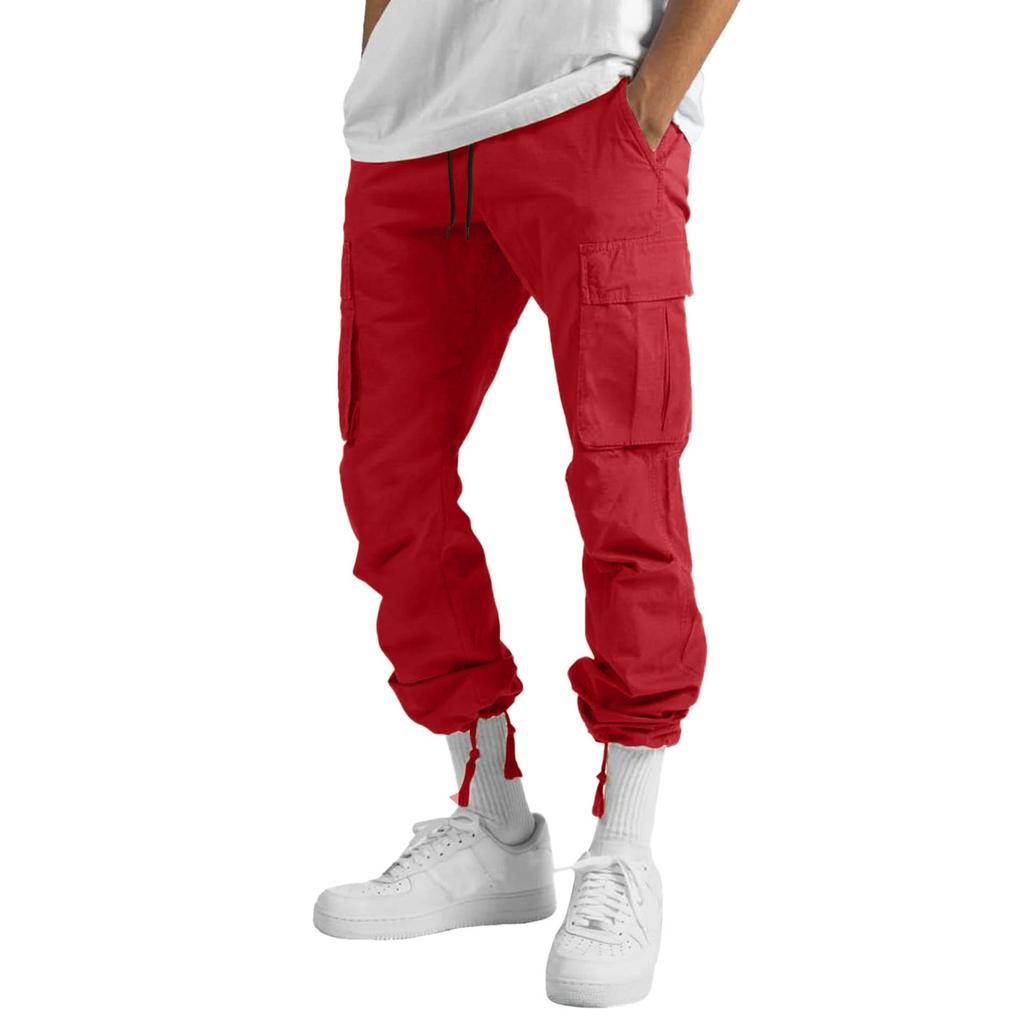 Pantaloni da Lavoro da Uomo con Coulisse e Tasche Multiple, Pantaloni Lunghi Casual