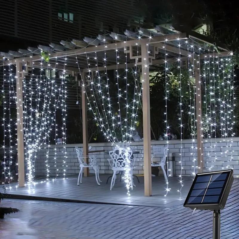 300 LED Solarna Kurtyna Lampki Sznurowe Zewnętrzne Wodoodporne Dekoracja Ogrodu Bajkowa Girlanda 8 Trybów Oświetlenia Oświetlenie Świąteczne