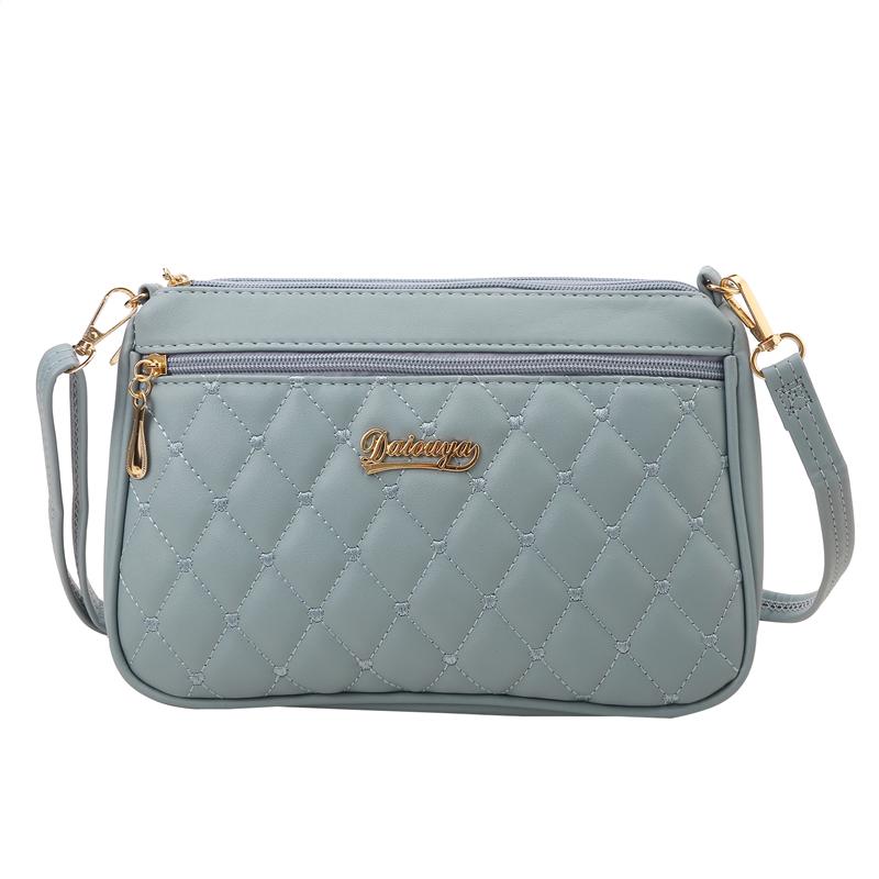 PU-skinn Crossbody-veske Glidelås Mote skulderveske for kvinner Stor kapasitet Broderitråd Liten veske