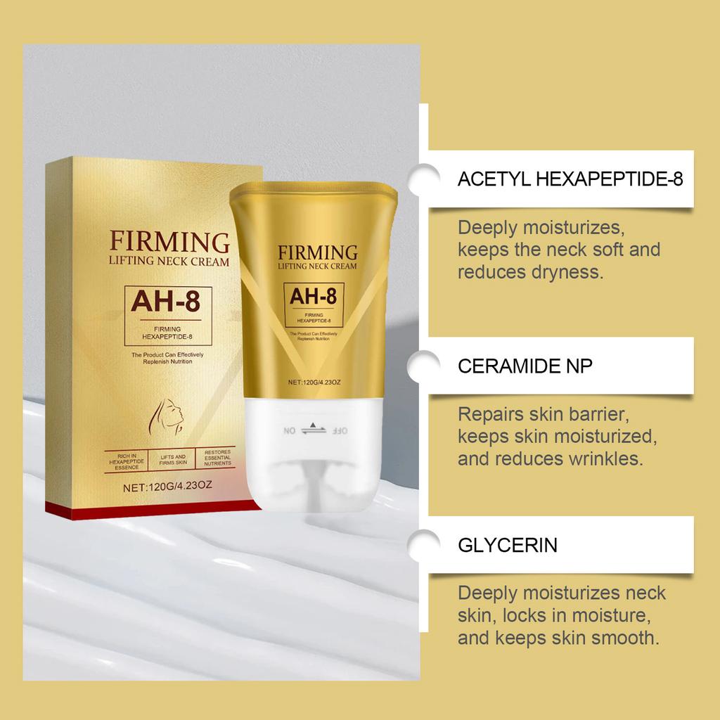 AH-8 Firming Neck Cream Moisturizer Anti Aging Smoothing Wrinkles Rolling  Massage Polypeptide Eye Cream Eye & Neck Skincare Set
