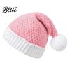 Christmas Santa Hats Elastic Claus with Pom Knitted Hat for Adults Pom Party Women Men