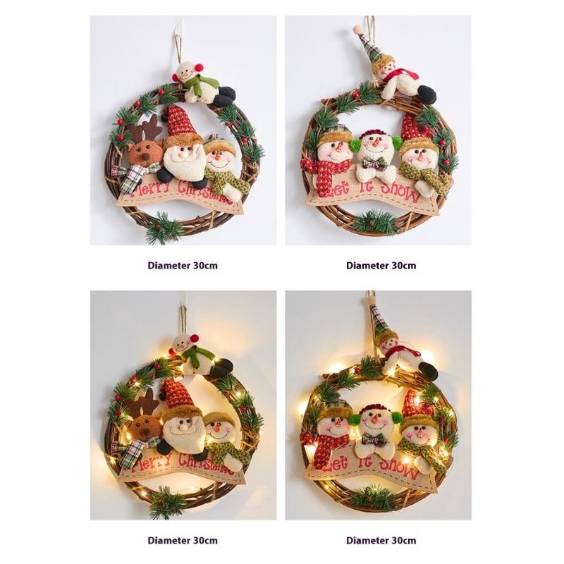 Festival Flannel Holiday Wreath Feature Santa Snowman And Reindeer Indoor Outdoors Christmas Decorations For Family Activities