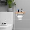Toilet Paper Holder with Wood Shelf Wall Mount Tissue Paper Roll Holder Minimalist Toilet Paper Holder Rack Toilet Paper Roll