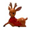 Vintage Spotted Deer Ornament Resin Sika Deer Figurine with Red Bow Cute Deer Statue for Christmas Decoration Table Centerpiece