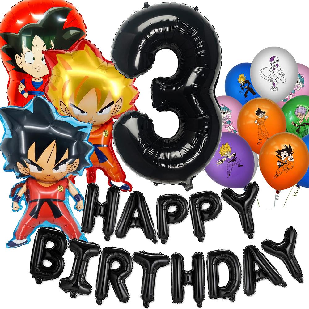 Dragon ball Birthday Decoration Goku Figure Stickers Balloons Disposable Tableware Tablecloth Straw Plates Baby Shower Supplies