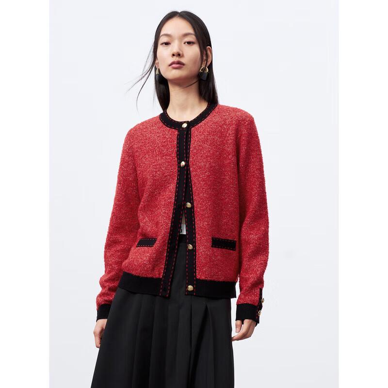 

Peacebird Women s Contrast Knit Cardigan S