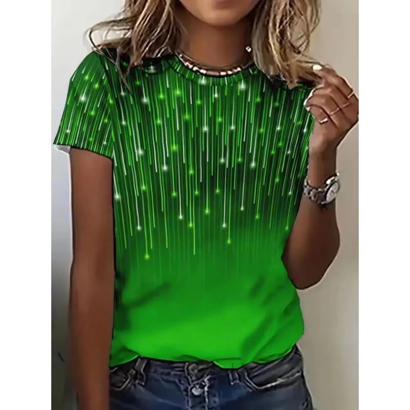 

Meteor Short Sleeve Fashion Women s 3D Color Printing Crew Neck Short Sleeve Crew Neck T-Shirt 6XL