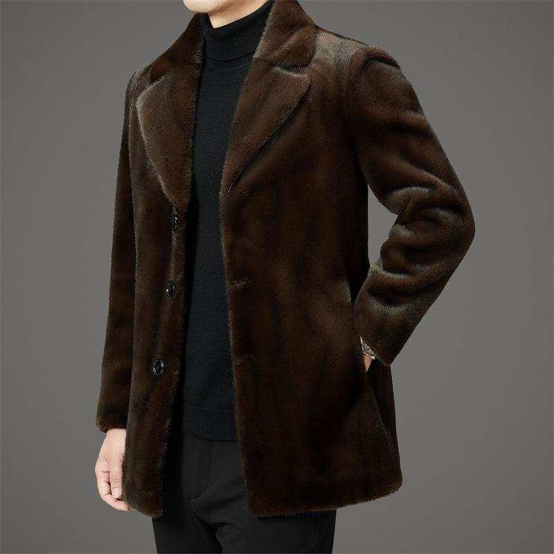 Casaco De Pele De Vison Casual Masculino De Inverno De Pele De Meia-idade Integrado Jaqueta Jaqueta De Pele